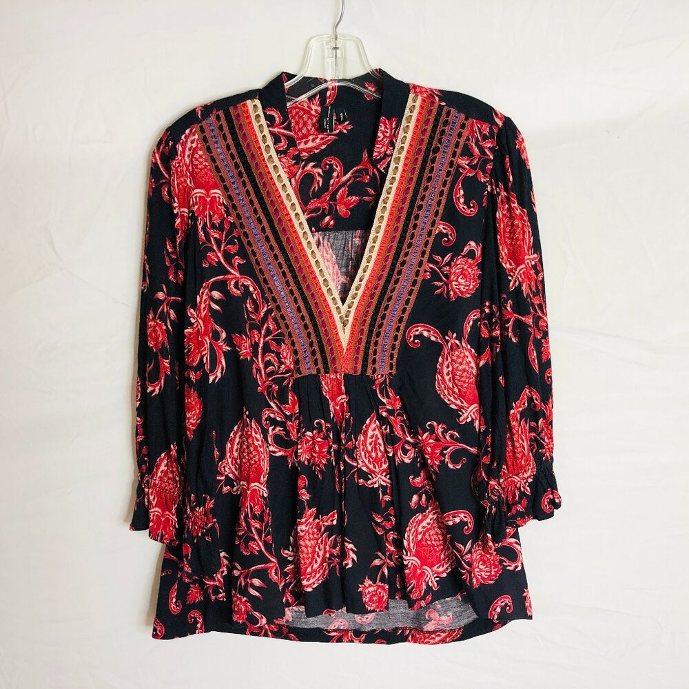 Bl^nk London Anthropologie Stephanie Top‎ Women's Size Small Boho Blouse